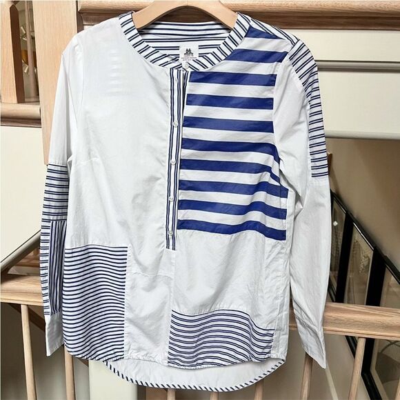 Thomas Mason for J.Crew Tunic in Mixed Stripe in Blue and White S - Picture 2 of 11